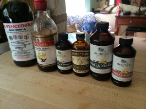 The contestants lined up to face off in the battle of the vanilla extracts!